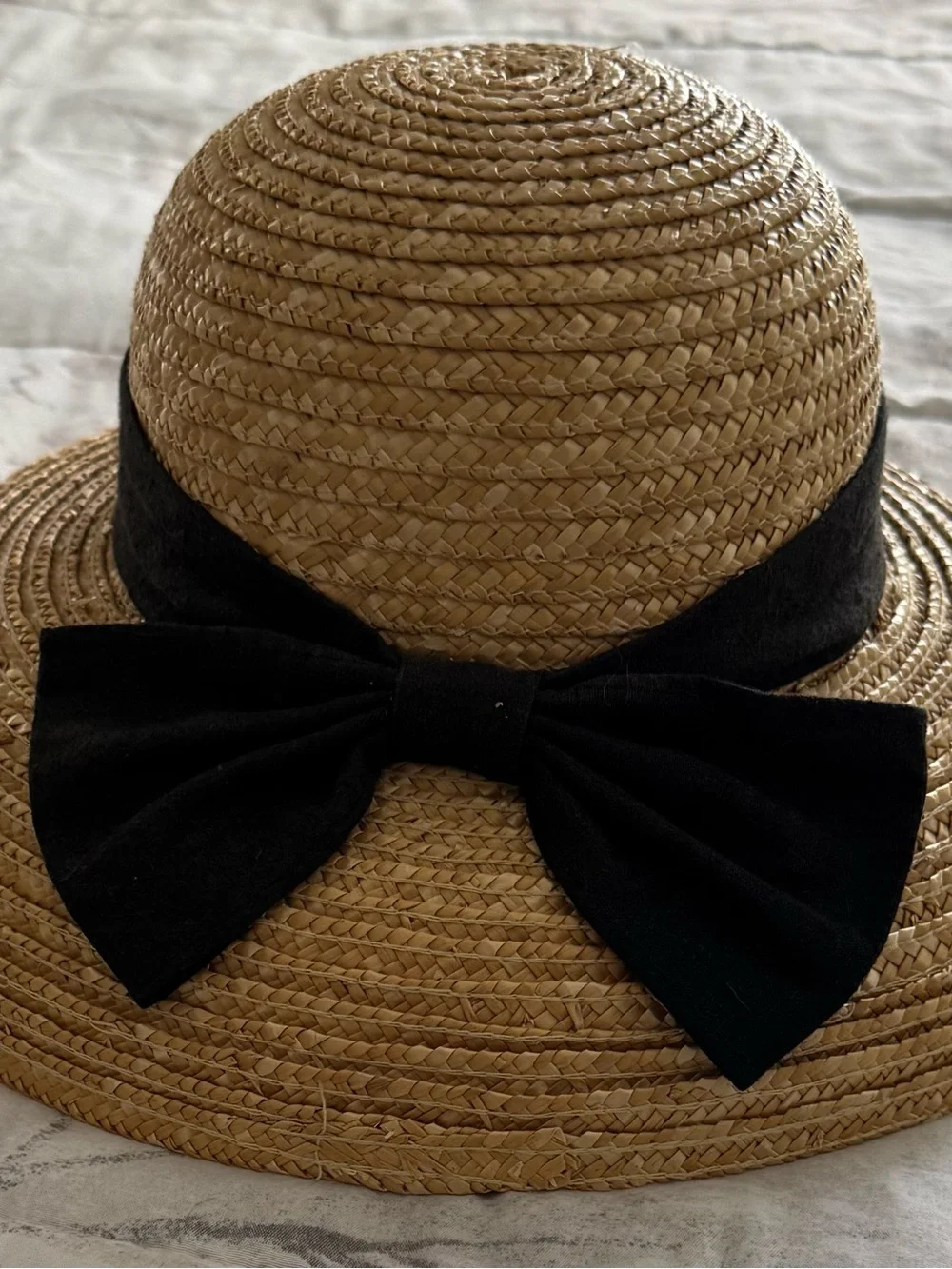 I Shalom Co 100% Straw Sun Hat with Black Bow beach summer vacation rodeo casual